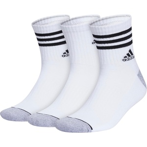 adidas Men’s Cushioned High Quarter Socks (3 Pairs) Durable & Comfortable(White/Grey/Black/3-stripe/3)