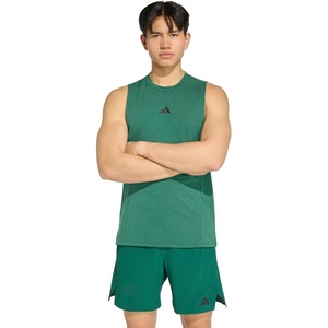 adidas Men’s Designed for Training Workout Tank Top(Collegiate Green Melange)