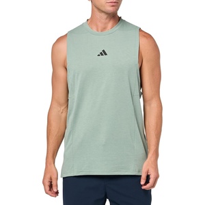 adidas Men’s Designed for Training Workout Tank Top(Silver Green)
