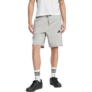 adidas Men’s Essentials 3-Stripes Fleece 9-inch Shorts(Dark Grey Heather/White)