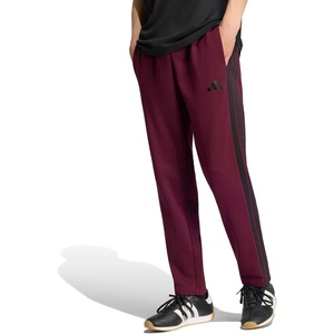 adidas Men’s Essentials Fleece Open Hem 3-Stripes Pants(Maroon/Black)
