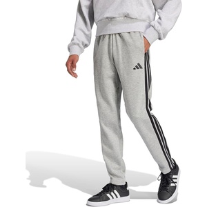 adidas Men’s Essentials Fleece Open Hem 3-Stripes Pants(Medium Grey Heather/Black)