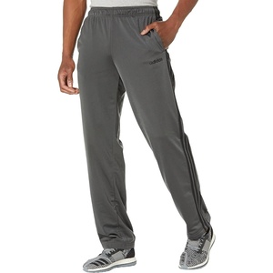 adidas Men’s Essentials Fleece Open Hem 3-Stripes Pants(Solid Grey/Solid Grey/Black)