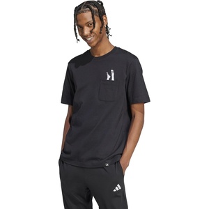 adidas Mens Lounge Slides Pocket T-Shirt(Black)