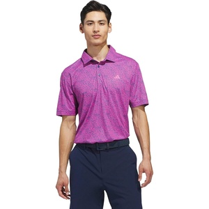 adidas Mens Ultimate365 Feather Print Polo Shirt(Lucid Pink  Dusky Petrol)