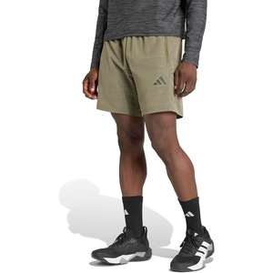 adidas Men’s Workout Essentials Base Melange Woven Shorts(Olive Strata Melange)