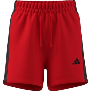 adidas Women’s Essentials 3-Stripes Cotton Shorts(Pure Ruby/Black)