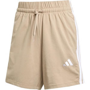 adidas Women’s Essentials 3-Stripes Cotton Shorts(Warm Sandstone/White)