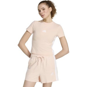 adidas Women’s Essentials 3-Stripes Slim Baby T-Shirt(Blush Pink/White)
