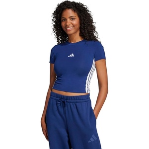 adidas Women’s Essentials 3-Stripes Slim Baby T-Shirt(Dark Blue/White)