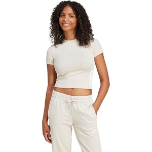 adidas Women’s Essentials 3-Stripes Slim Baby T-Shirt(Wonder Alumina/White)