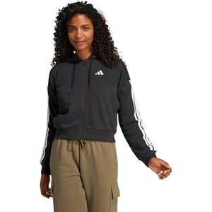 adidas Women’s Essentials 3-stripes French Terry Full-zip Hoodie(Black/White)
