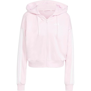 adidas Women’s Essentials 3-stripes French Terry Full-zip Hoodie(Clear Pink/White)