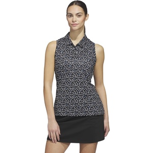 adidas Womens Ultimate365 Printed Ottoman Sleeveless Polo(Black)