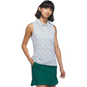 adidas Womens Ultimate365 Printed Ottoman Sleeveless Polo(Collegiate Green)