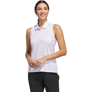adidas Womens Ultimate365 Printed Ottoman Sleeveless Polo(White)