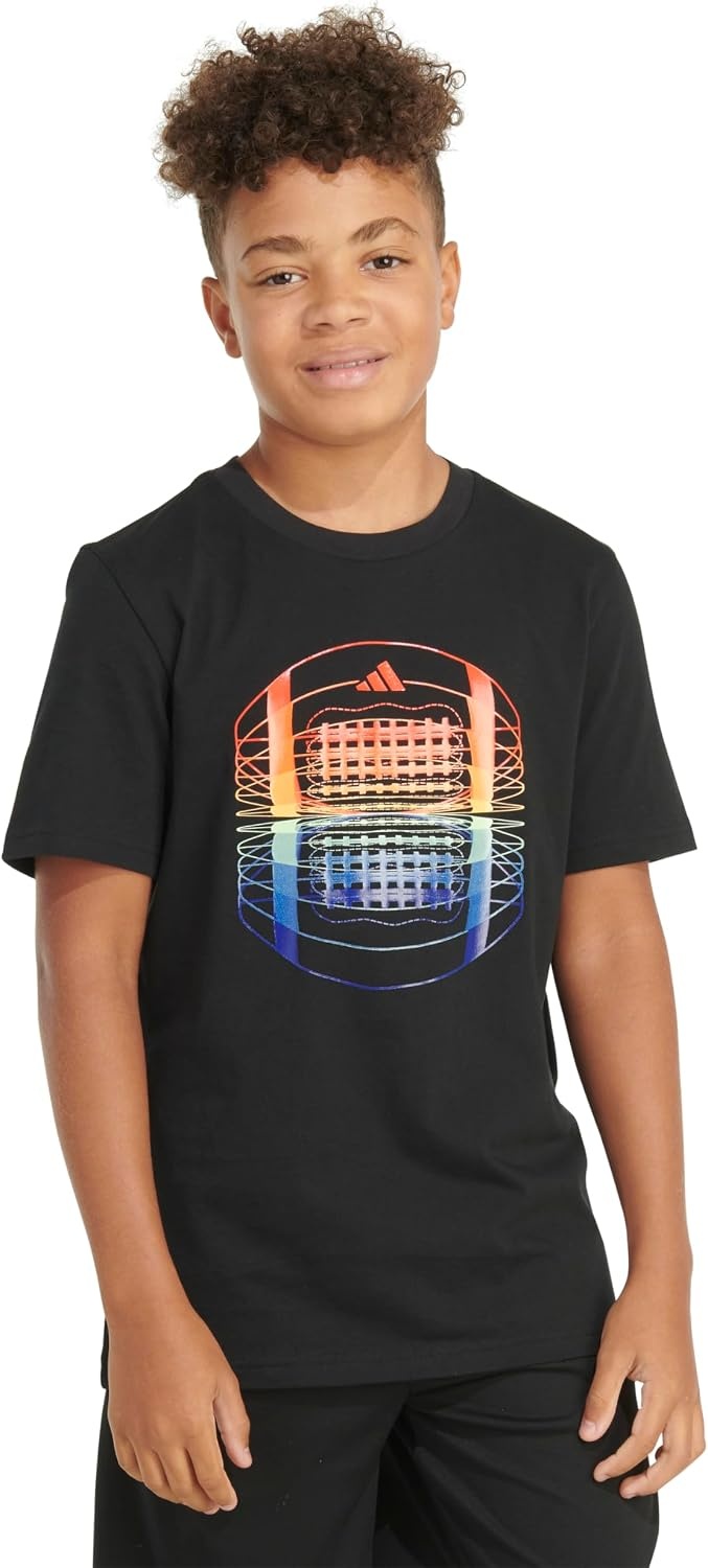 image:imageAdidas Boys Short Sleeve TShirt Sports Graphic Tee ShirtBlack Football Graphic