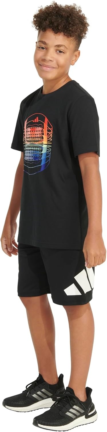 image:imageAdidas Boys Short Sleeve TShirt Sports Graphic Tee ShirtBlack Football Graphic
