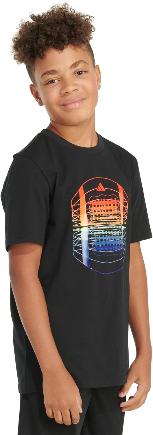 image:imageAdidas Boys Short Sleeve TShirt Sports Graphic Tee ShirtBlack Football Graphic