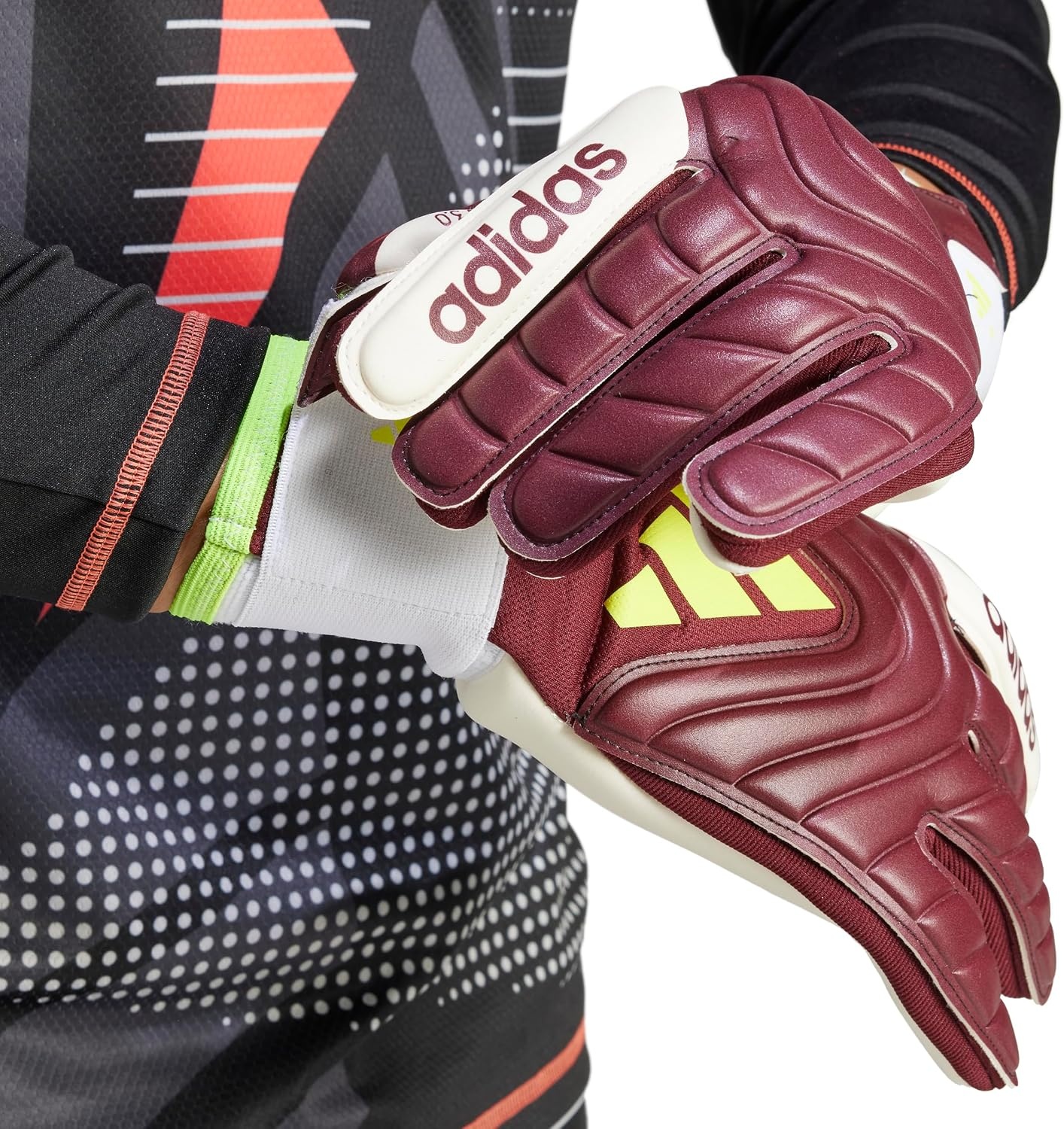 image:imageAdidas Copa League Goalie GlovesShadow RedWhiteSolar Yellow