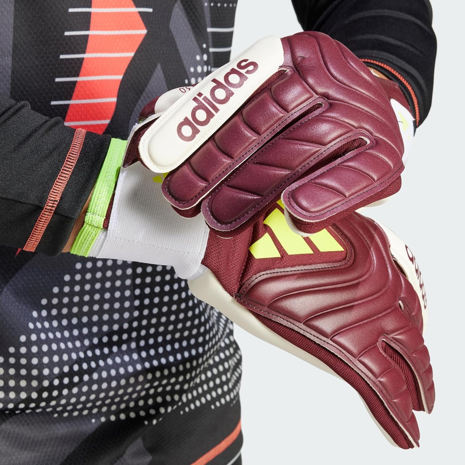 image:imageAdidas Copa League Goalie GlovesShadow RedWhiteSolar Yellow