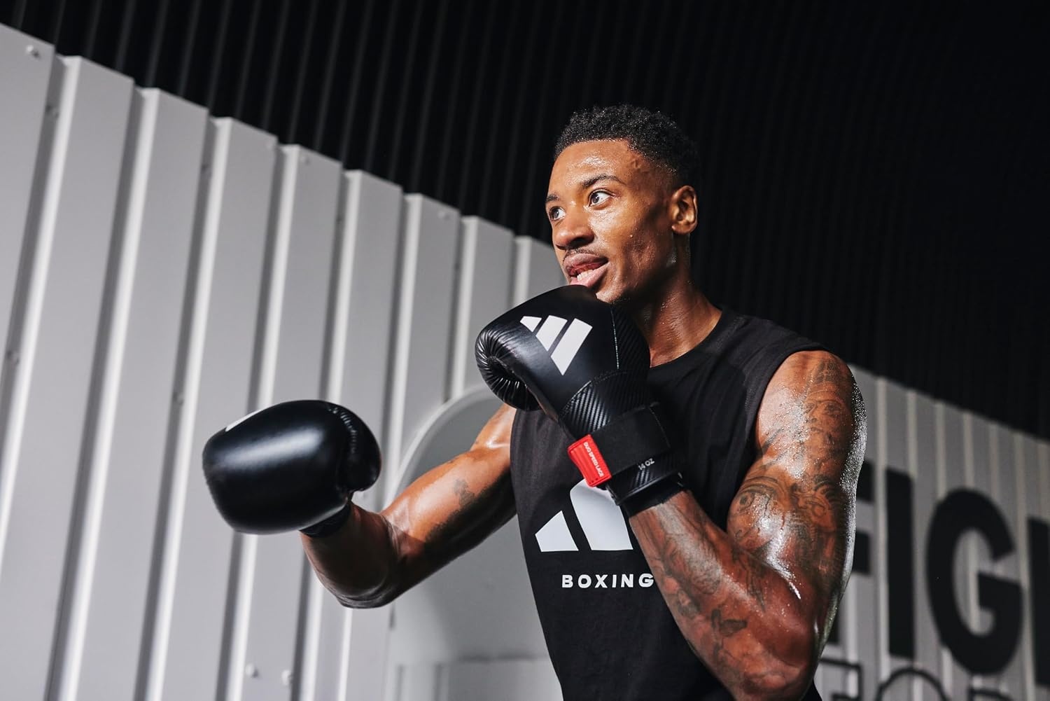 image:imageAdidas Hybrid 250 Boxing Gloves Boxing Kickboxing Sparring Bag Training or MMA Training BlackAsh Black White 12 oz 14 oz or 16 ozBlack 12 oz
