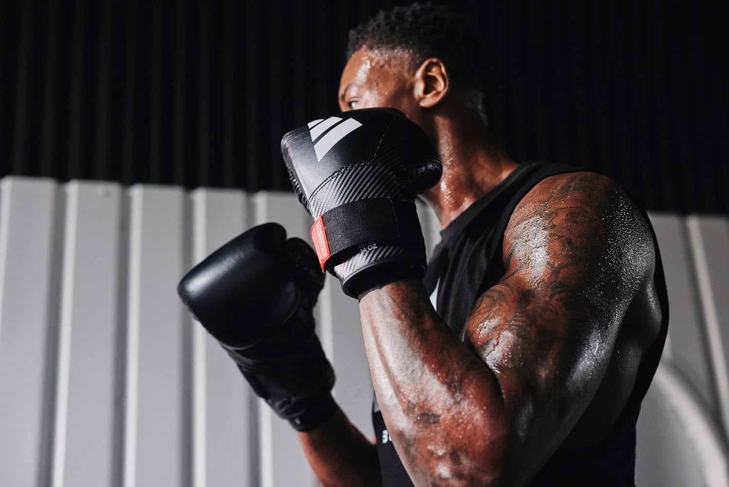 image:imageAdidas Hybrid 250 Boxing Gloves Boxing Kickboxing Sparring Bag Training or MMA Training BlackAsh Black White 12 oz 14 oz or 16 ozBlack 16 oz