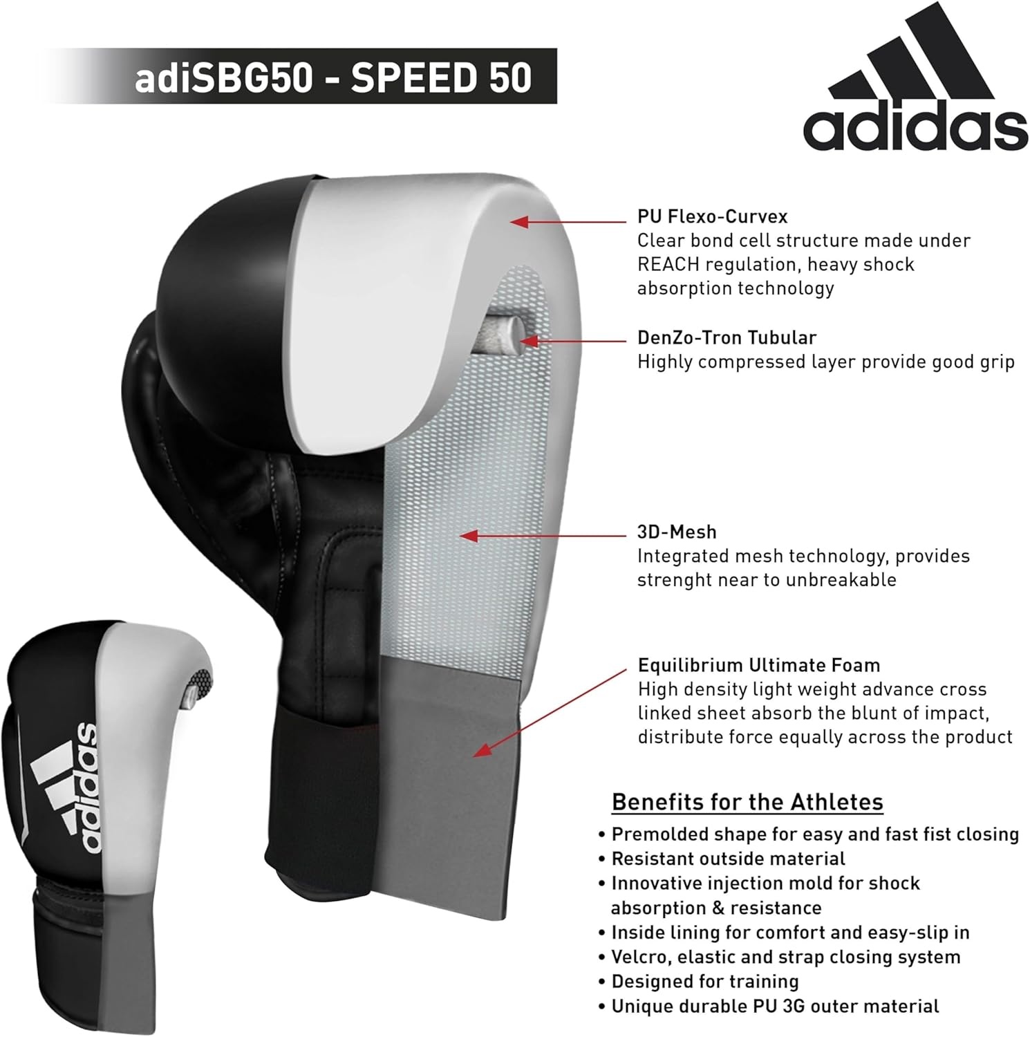 image:imageAdidas Speed 50 Boxing Gloves WhiteGold 12 oz