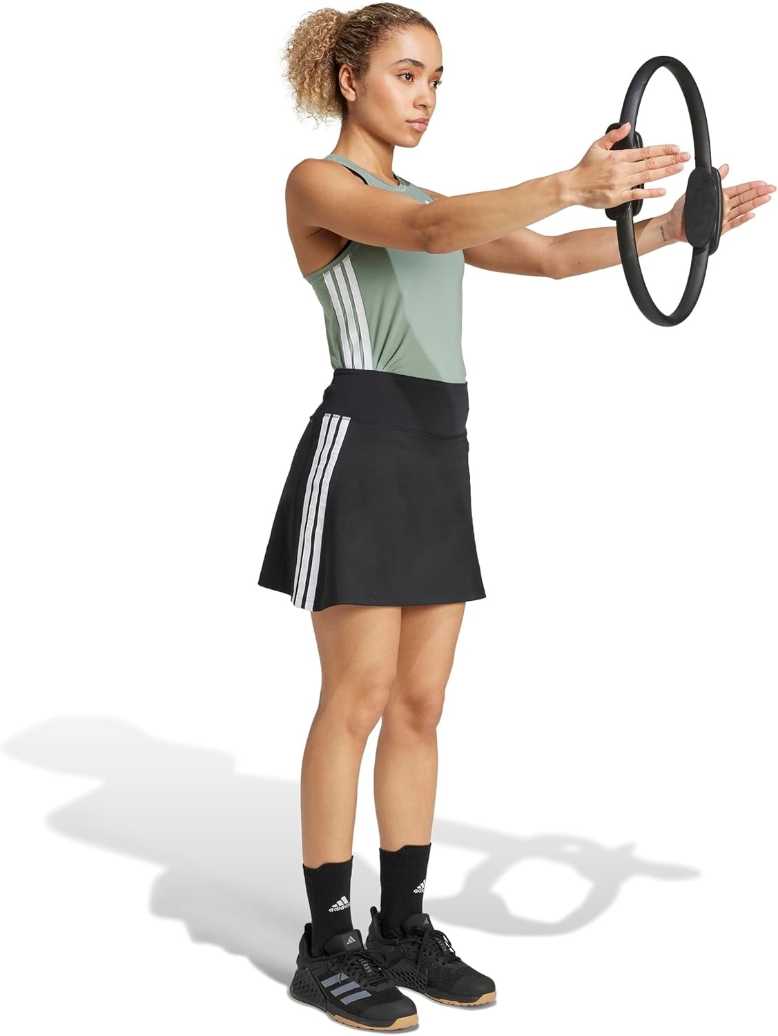 image:imageAdidas Womens Train Essentials 3Stripes Skort BlackWhite Medium