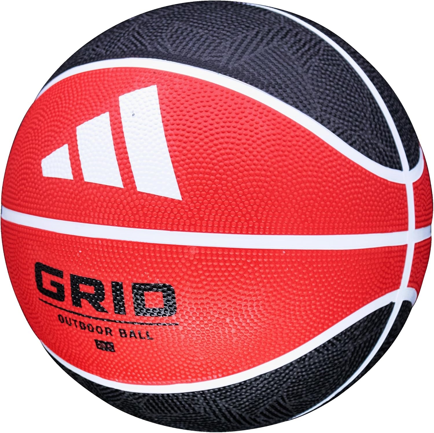 image:imageadidas Grid Recreational Rubber Basketball Durable for Outdoor amp Indoor PlayBlackRed