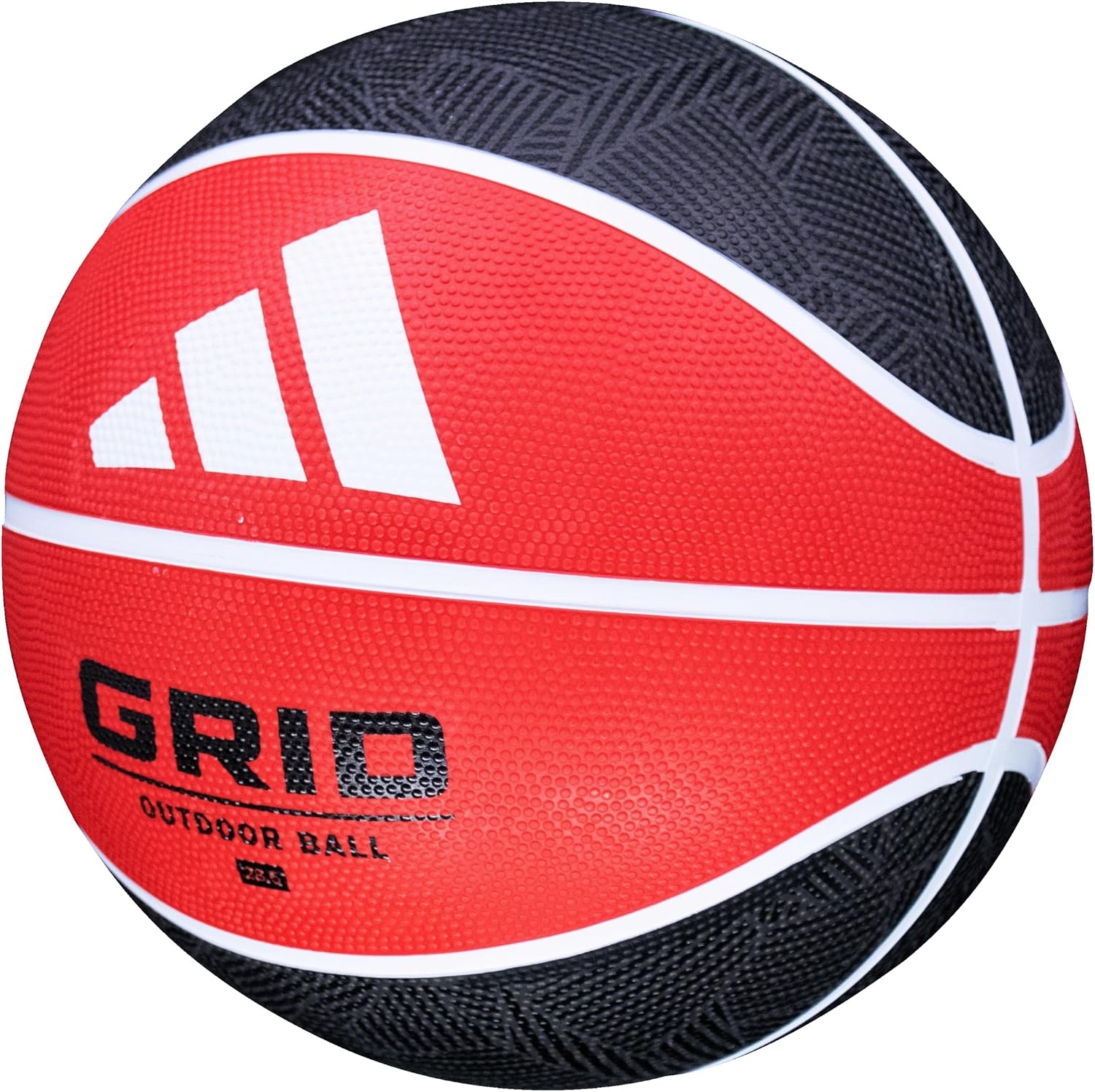 image:imageadidas Grid Recreational Rubber Basketball Durable for Outdoor amp Indoor PlayBlackRed