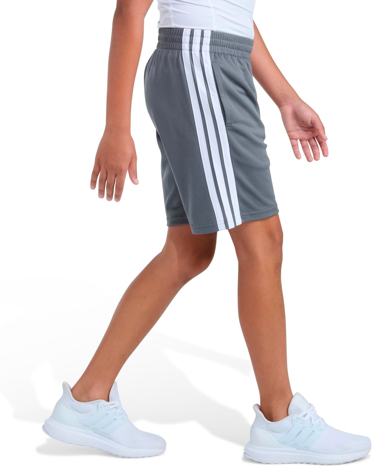 image:imageadidas 3Stripe Mesh Athletic ShortsDark Grey