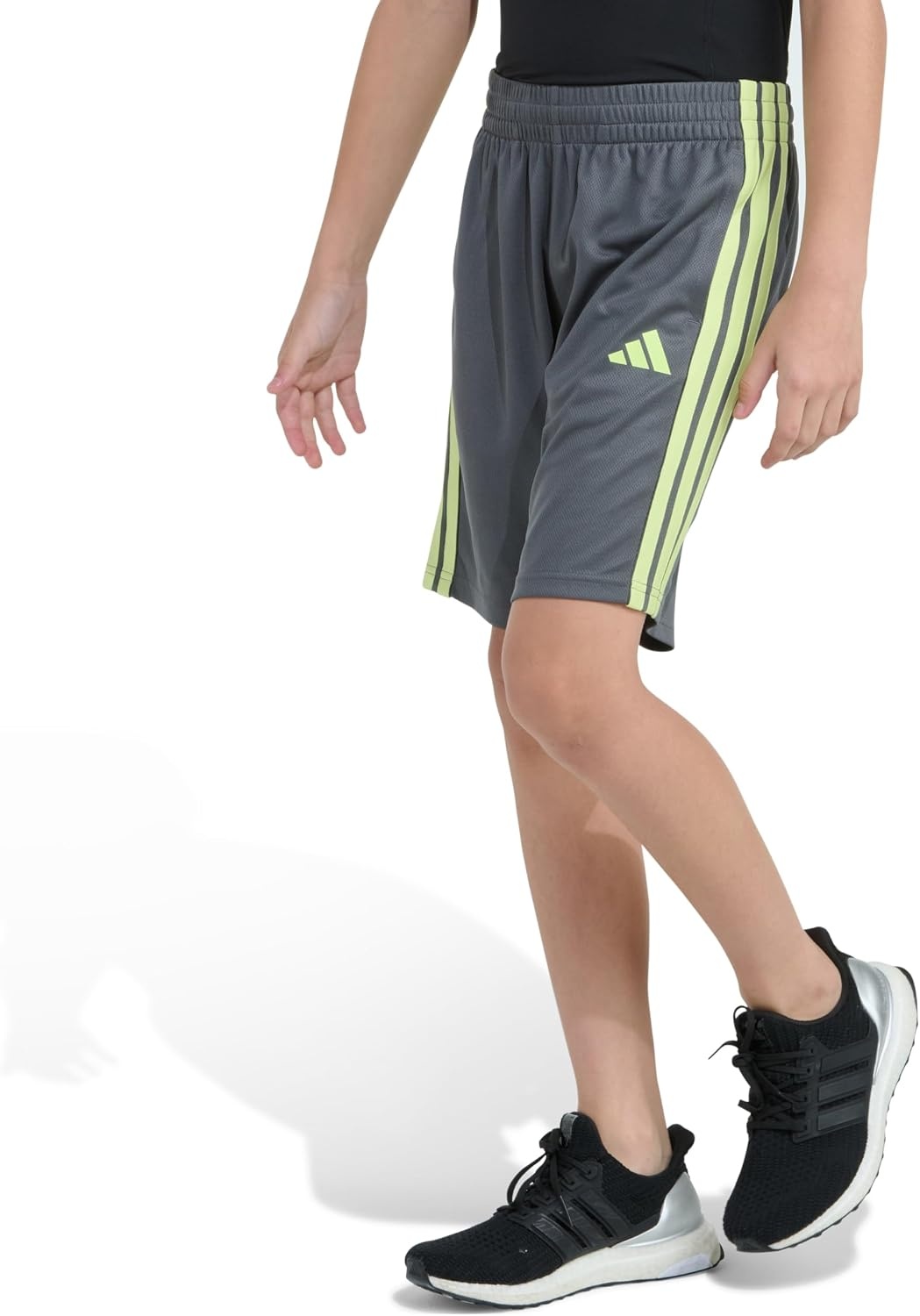 image:imageadidas 3Stripe Mesh Athletic ShortsGrey With Green
