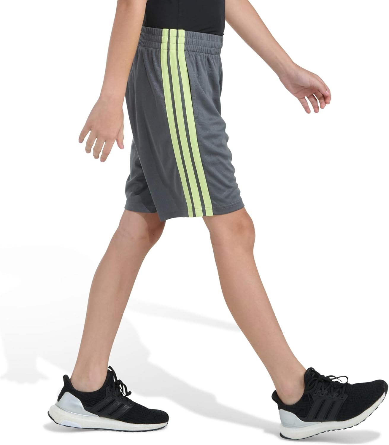 image:imageadidas 3Stripe Mesh Athletic ShortsGrey With Green