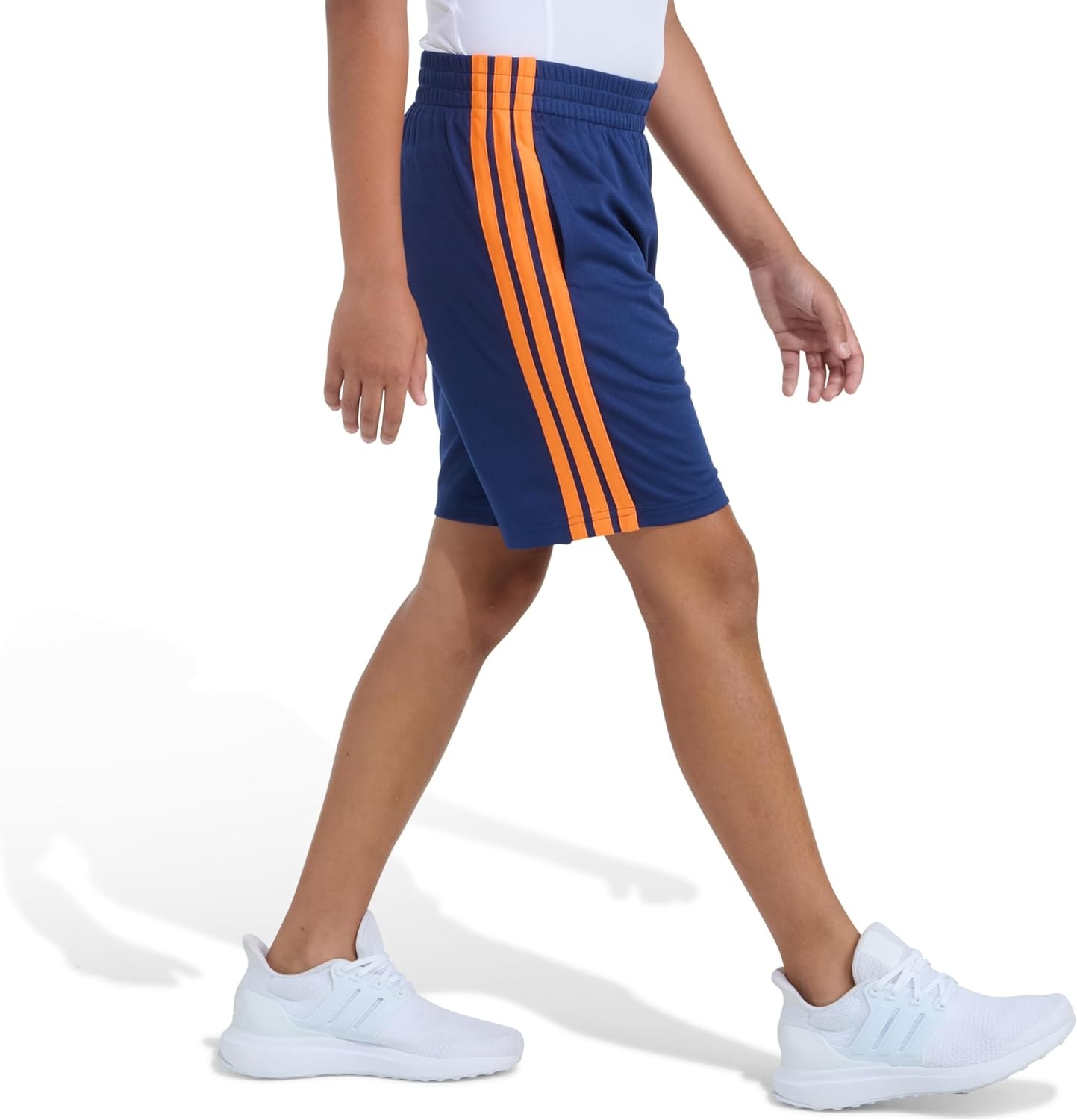 image:imageadidas 3Stripe Mesh Athletic ShortsNavy With Bright Orange