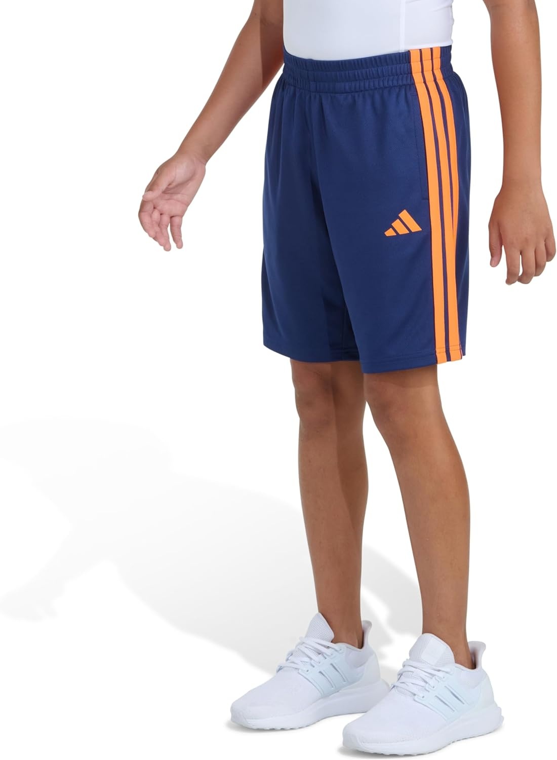 image:imageadidas 3Stripe Mesh Athletic ShortsNavy With Bright Orange