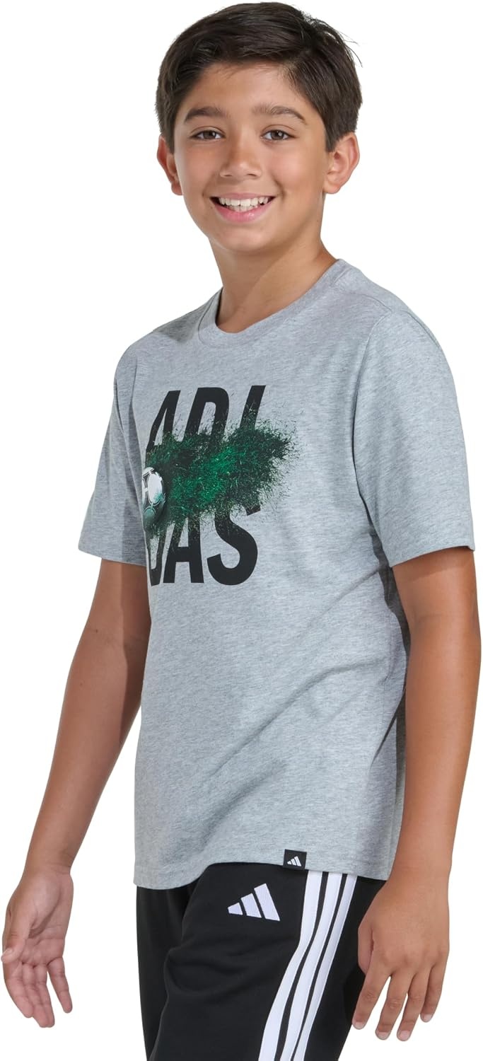 image:imageadidas Baby Boys Short Sleeve Soccer Motion Heather TeeMedium Grey Heather