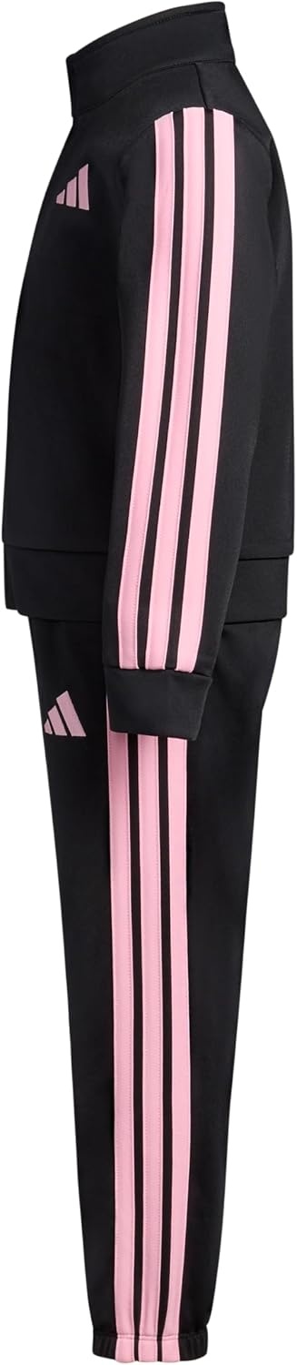 image:imageadidas Baby Girls Zip Front Classic Tricot Jacket and Joggers SetBlackLight Pink