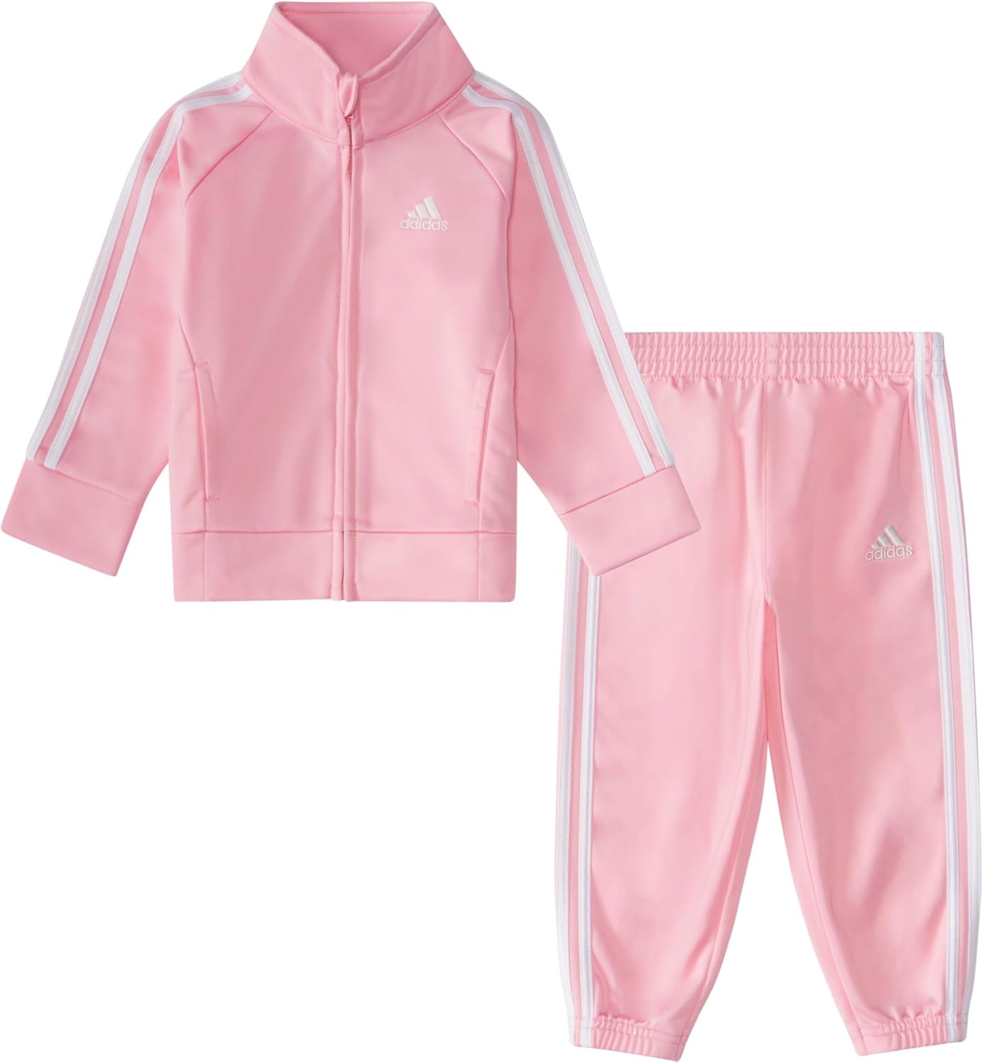 image:imageadidas Baby Girls Zip Front Classic Tricot Jacket and Joggers SetLight Pink
