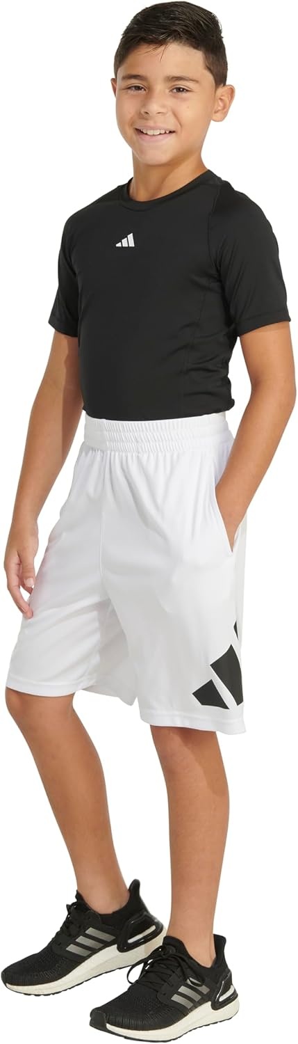 image:imageadidas Boys Elastic Waistband Essential Woven Sportswear ShortsBright White