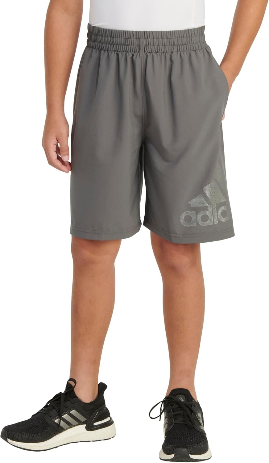 image:imageadidas Boys Elastic Waistband Essential Woven Sportswear ShortsDark Grey