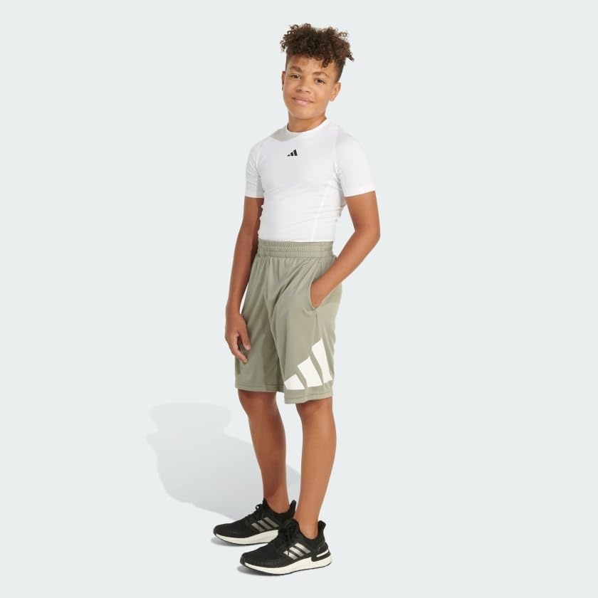 image:imageadidas Boys Elastic Waistband Essential Woven Sportswear ShortsLight Grey