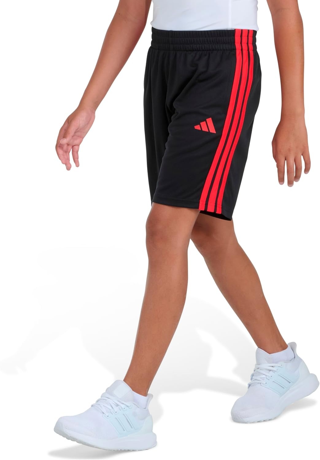 image:imageadidas Boys Elastic Waistband Essentials Mesh 3Stripe Short Black with Red 4T