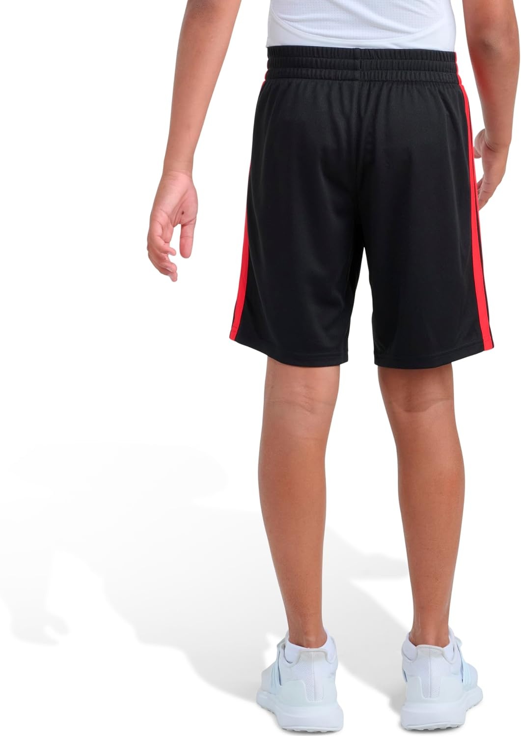 image:imageadidas Boys Elastic Waistband Essentials Mesh 3Stripe Short Black with Red 4T
