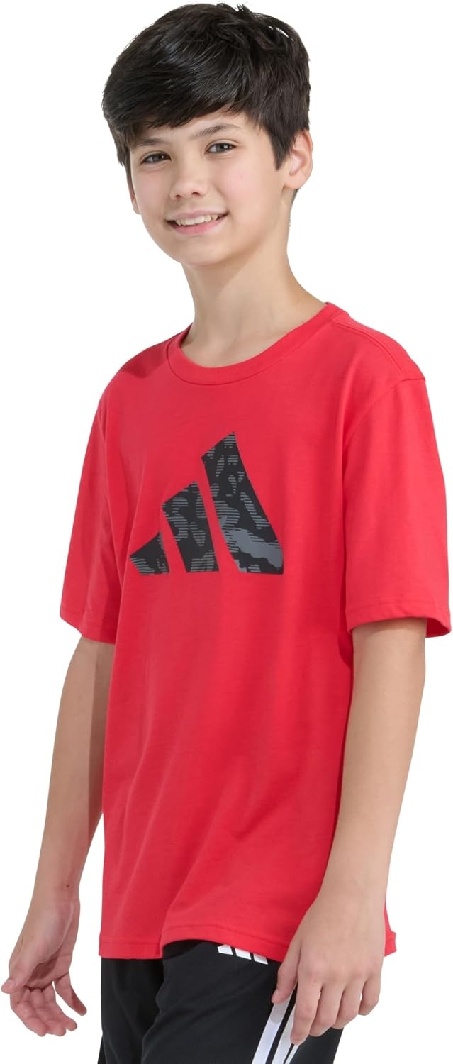 image:imageadidas Boys Short Sleeve TShirt Camouflage Logo TeePure Ruby