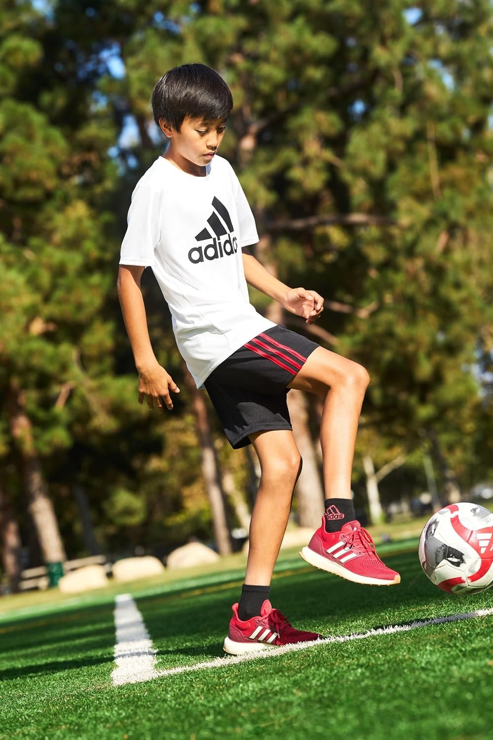 image:imageadidas Boys Short Sleeve World Cup Two Color Logo TeeRed Core