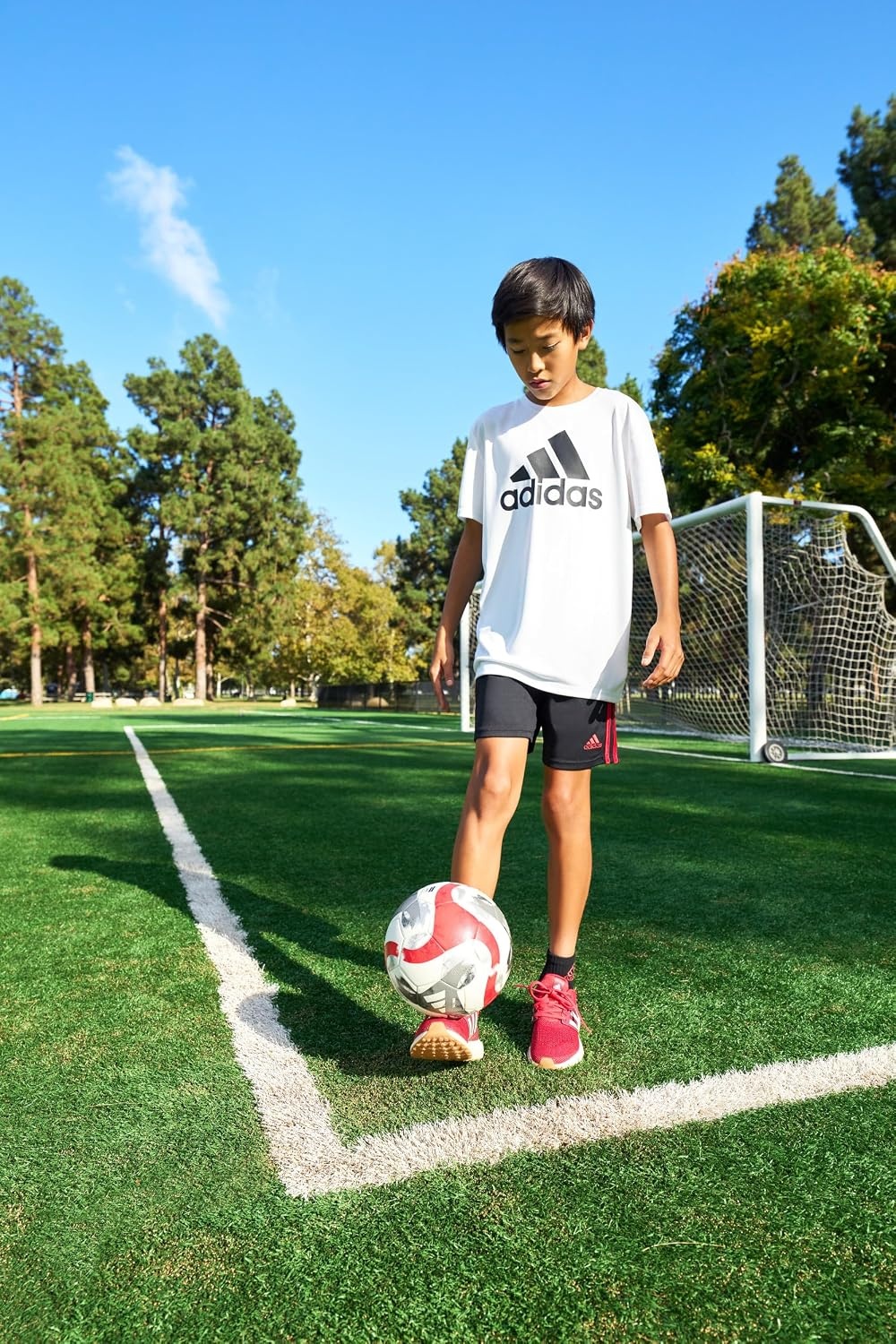 image:imageadidas Boys Short Sleeve World Cup Two Color Logo TeeRed Core
