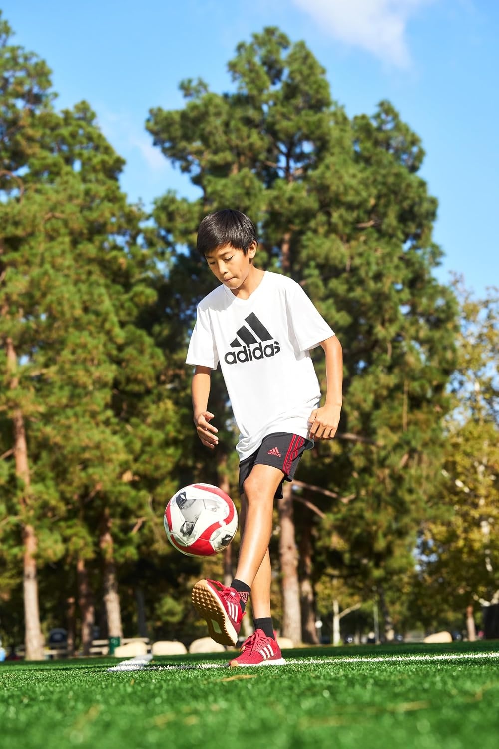 image:imageadidas Boys Short Sleeve World Cup Two Color Logo TeeRed Core