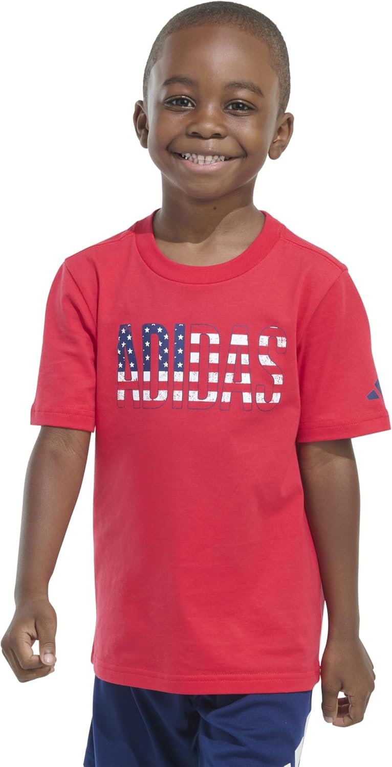 image:imageadidas Boys Short Sleeve World Cup Two Color Logo TeeRedNavy