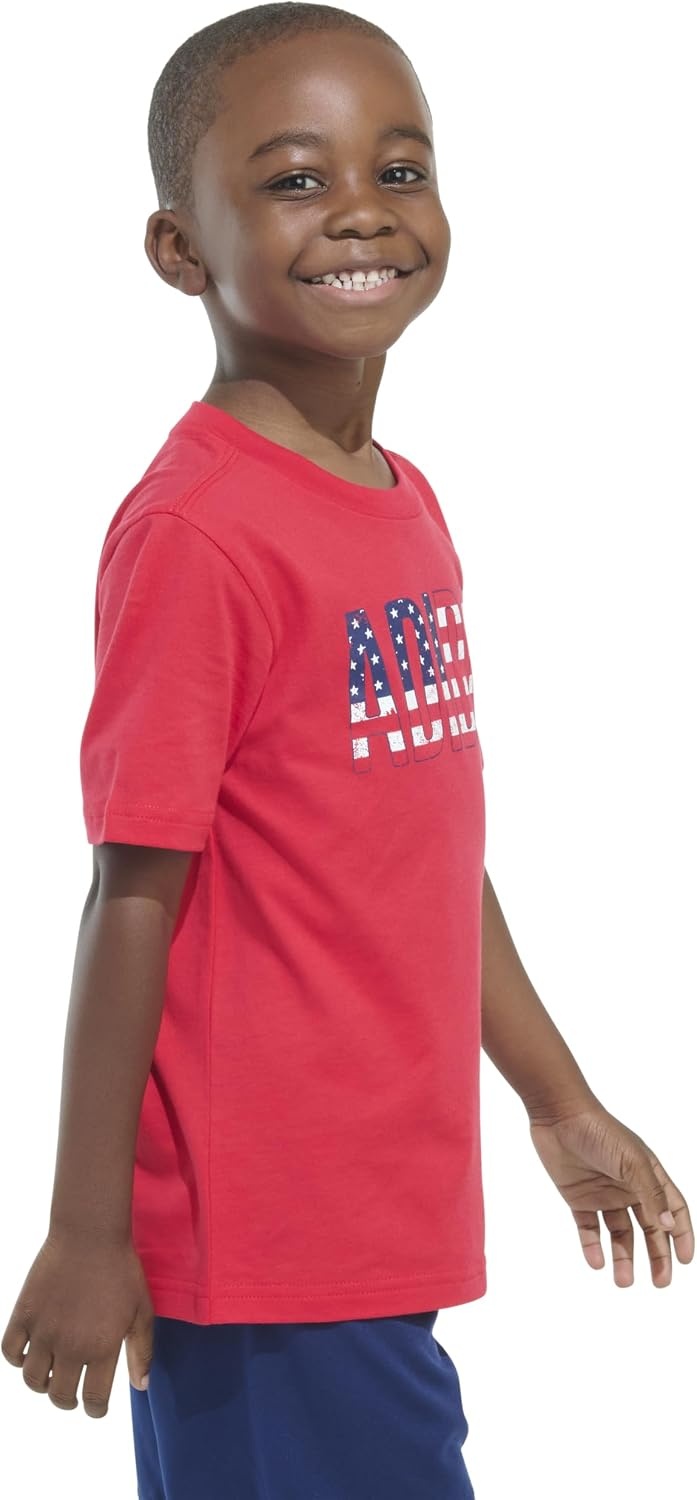 image:imageadidas Boys Short Sleeve World Cup Two Color Logo TeeRedNavy